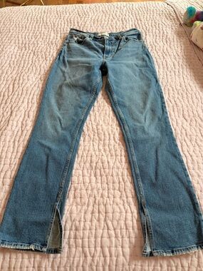 Abercrombie & Fitch Blue Skinny-to-Flare Jeans with Front Slits